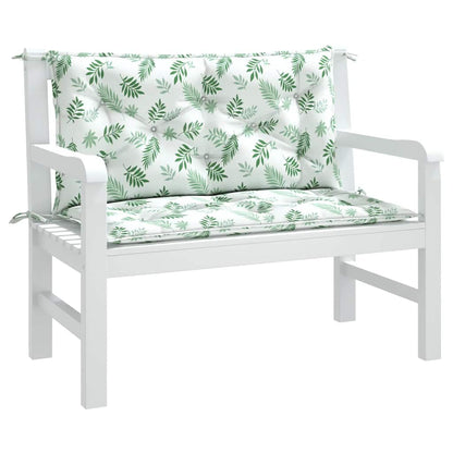 vidaXL Coussins de banc de jardin 2 pcs Motif feuilles 100x50x7 cm Tissu
