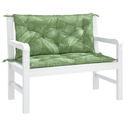 vidaXL Coussins de banc de jardin 2 pcs Motif feuille 100x50x7 cm Tissu
