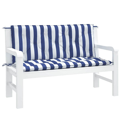 vidaXL Coussins de banc de jardin 2 pcs. Rayures bleu et blanc 120x50x7 cm Tissu