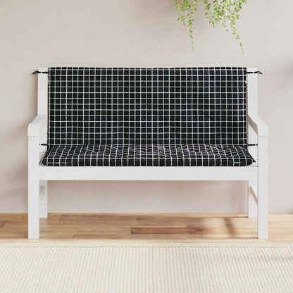 vidaXL Gartenbank-Auflagen 2 Stk. Schwarz Karomuster 120x50x7 cm Stoff
