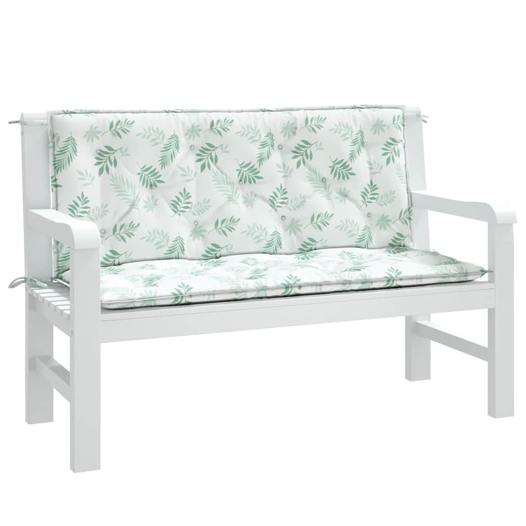 vidaXL Gartenbank-Auflagen 2 Stk. Blattmuster 120x50x7 cm Stoff