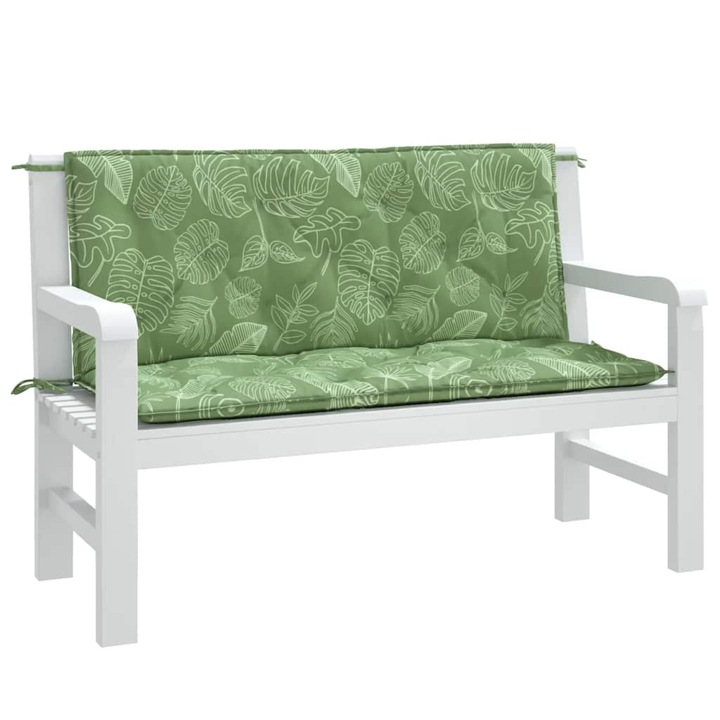 vidaXL Gartenbank-Auflagen 2 Stk. Blattmuster 120x50x7 cm Stoff