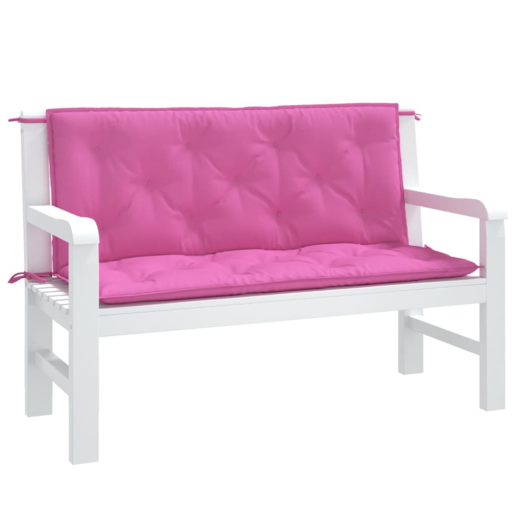 vidaXL Coussins de banc de jardin 2 pcs Rose 120x50x7 cm Tissu