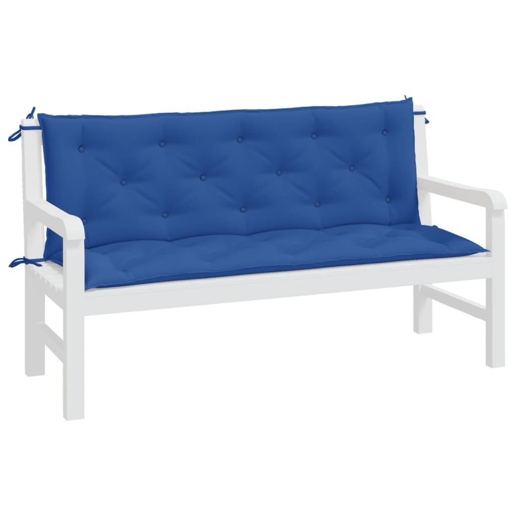 vidaXL Coussins de banc de jardin 2 pcs Bleu 150x50x7 cm Tissu Oxford