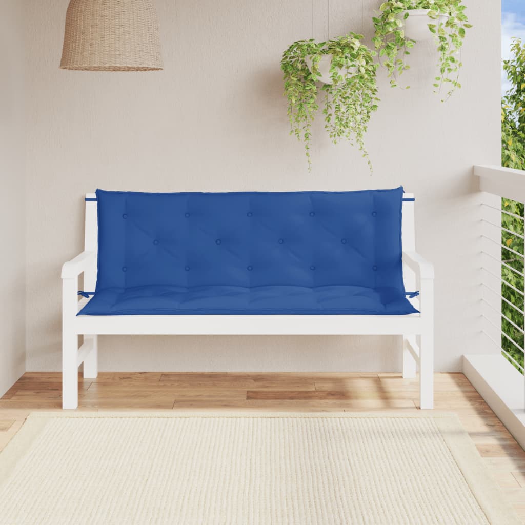 vidaXL Coussins de banc de jardin 2 pcs Bleu 150x50x7 cm Tissu Oxford