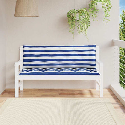 vidaXL Gartenbank-Auflagen 2 Stk. Blau&Weiß Gestreift 150x50x7cm Stoff
