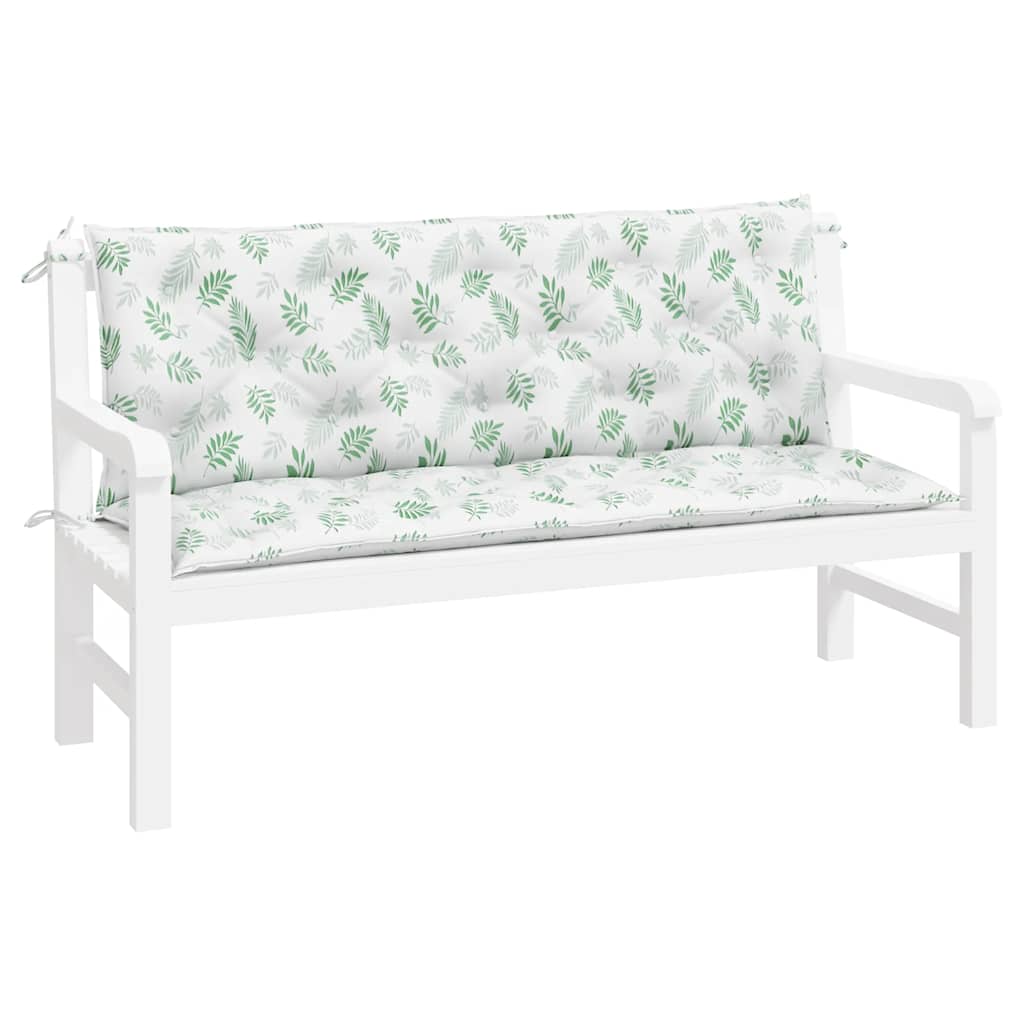 vidaXL Coussins pour banc de jardin 2 pcs Motif feuille 150x50x7 cm Tissu