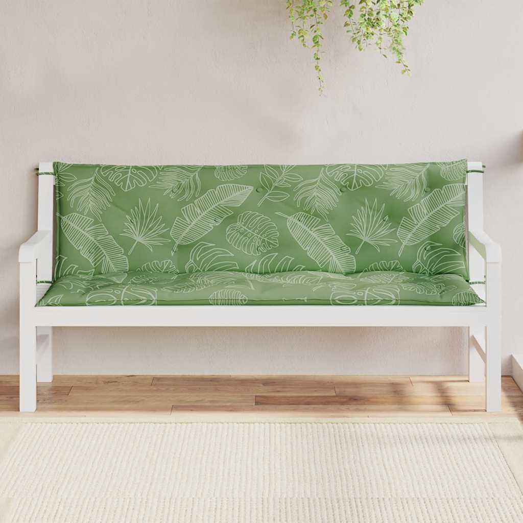 vidaXL Gartenbank-Auflagen 2 Stk. Blattmuster 150x50x7 cm Stoff