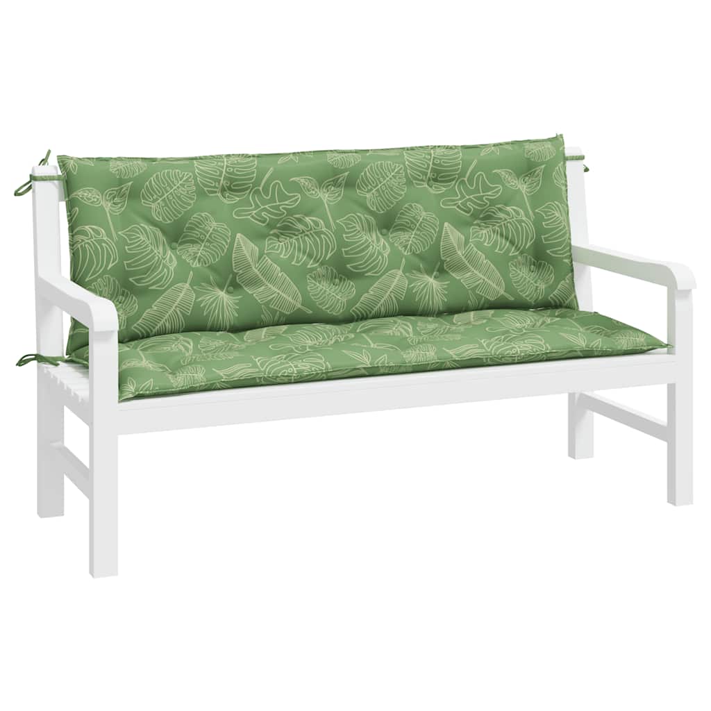 vidaXL Gartenbank-Auflagen 2 Stk. Blattmuster 150x50x7 cm Stoff