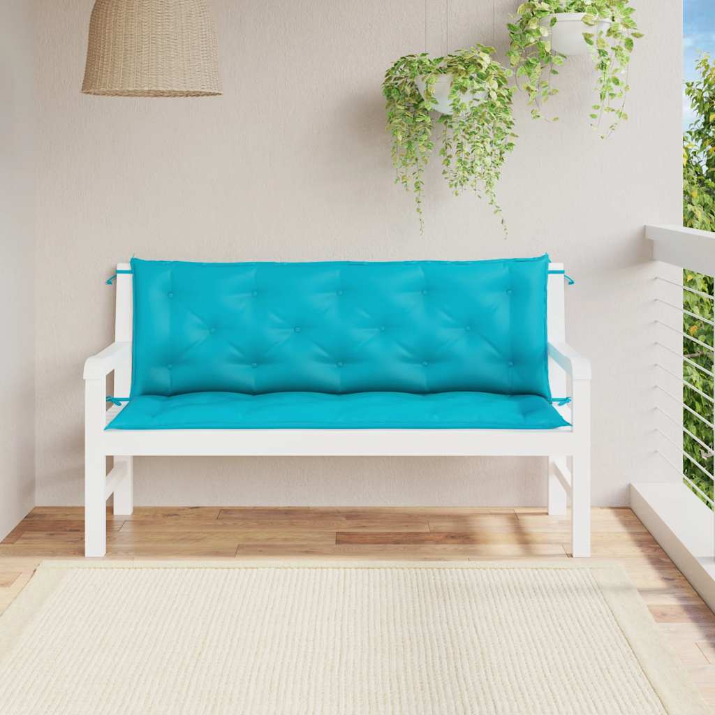 vidaXL Coussins de banc de jardin 2 pcs Turquoise 150x50x7 cm Tissu
