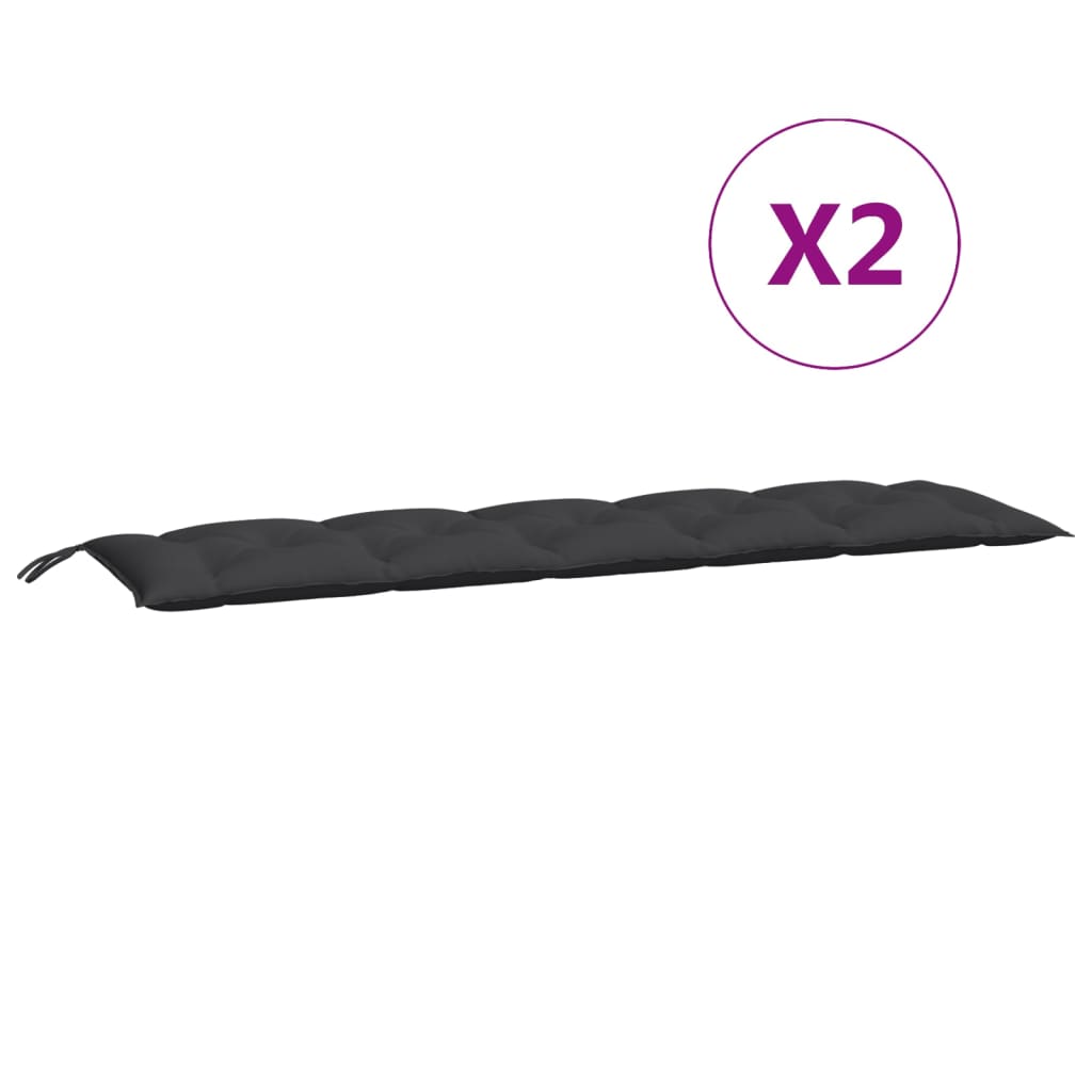 vidaXL Gartenbank-Auflagen 2 Stk. Schwarz 180x50x7 cm Oxford-Gewebe