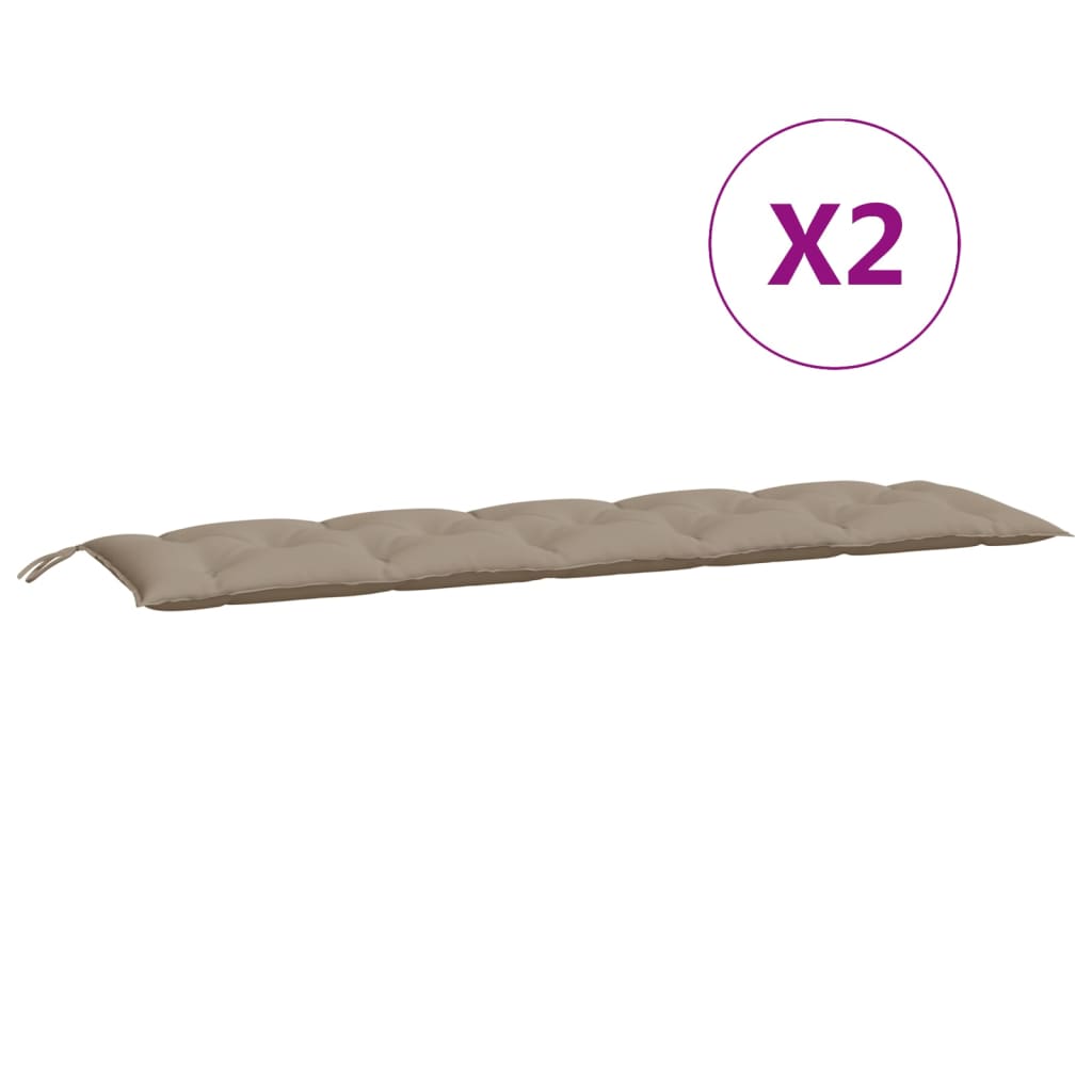 vidaXL Coussins de banc de jardin 2 pcs Taupe 180x50x7 cm Tissu Oxford