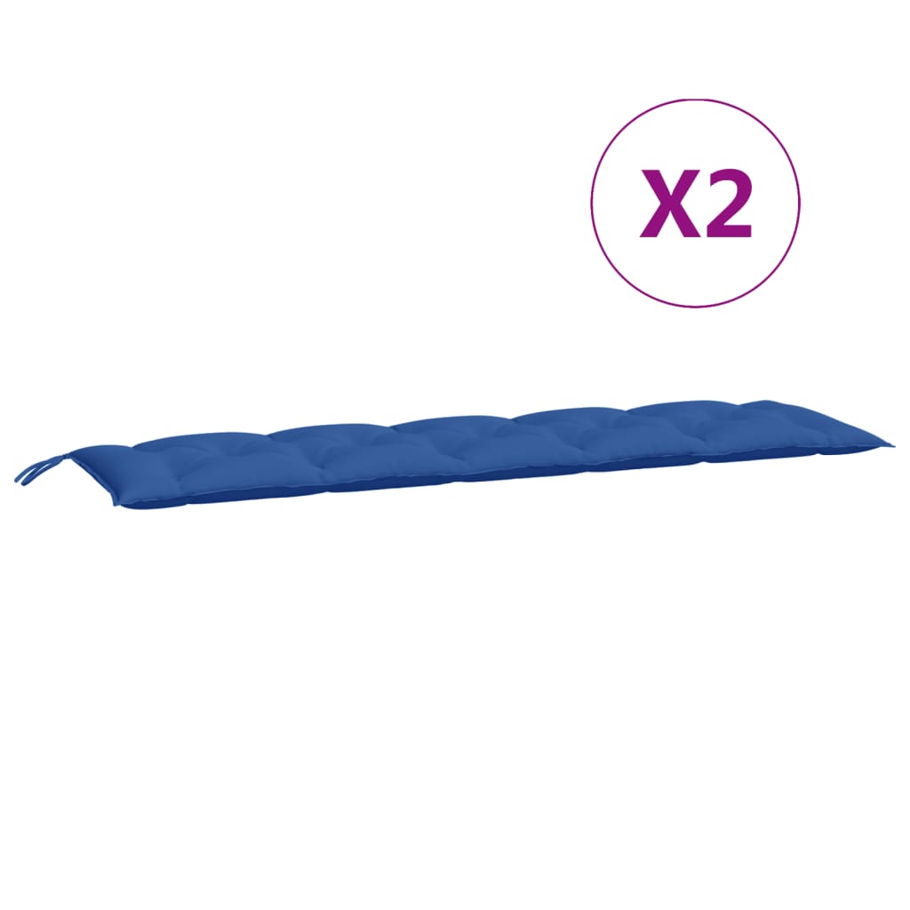 vidaXL Coussins de banc de jardin 2 pcs Bleu 180x50x7 cm Tissu Oxford