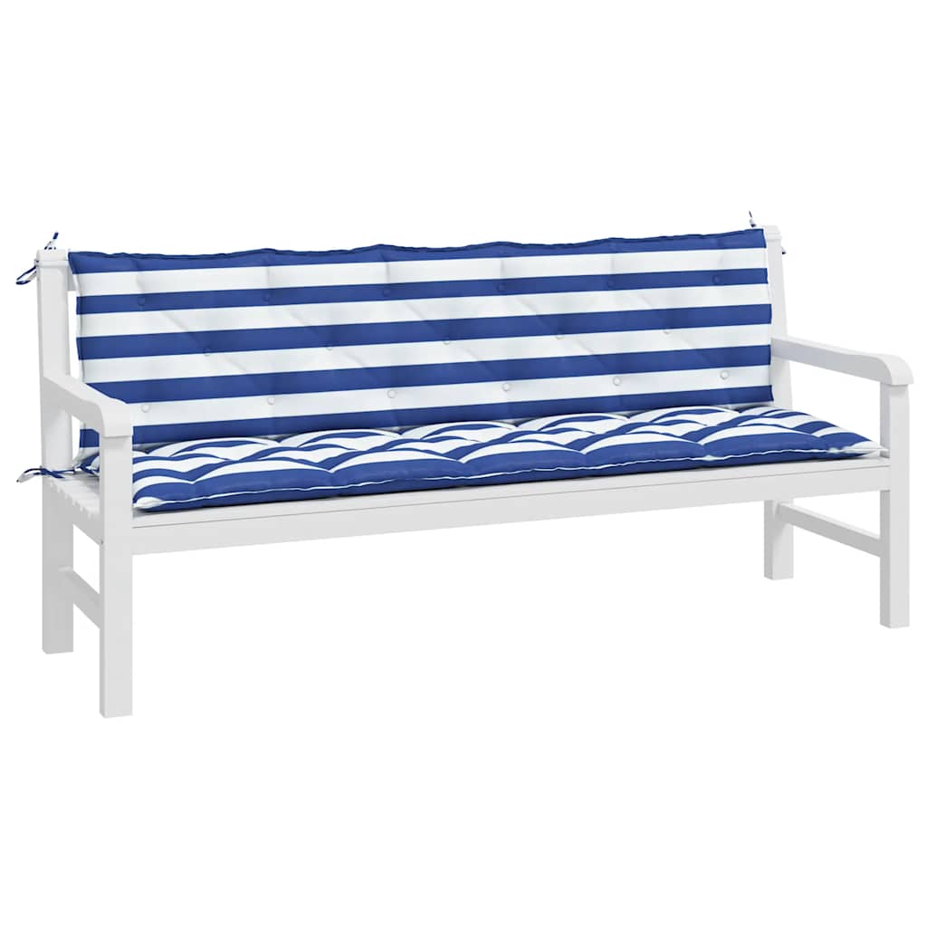 vidaXL Coussins de banc de jardin 2 pcs Rayé bleu et blanc Tissu Oxford
