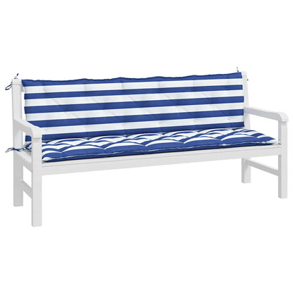 vidaXL Coussins de banc de jardin 2 pcs Rayé bleu et blanc Tissu Oxford
