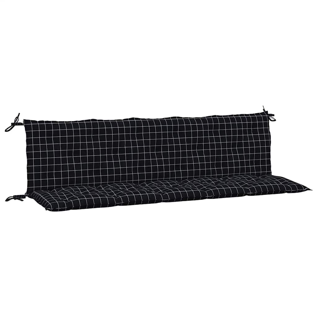 vidaXL Coussins de banc de jardin 2 pcs Noir à carreaux Tissu Oxford