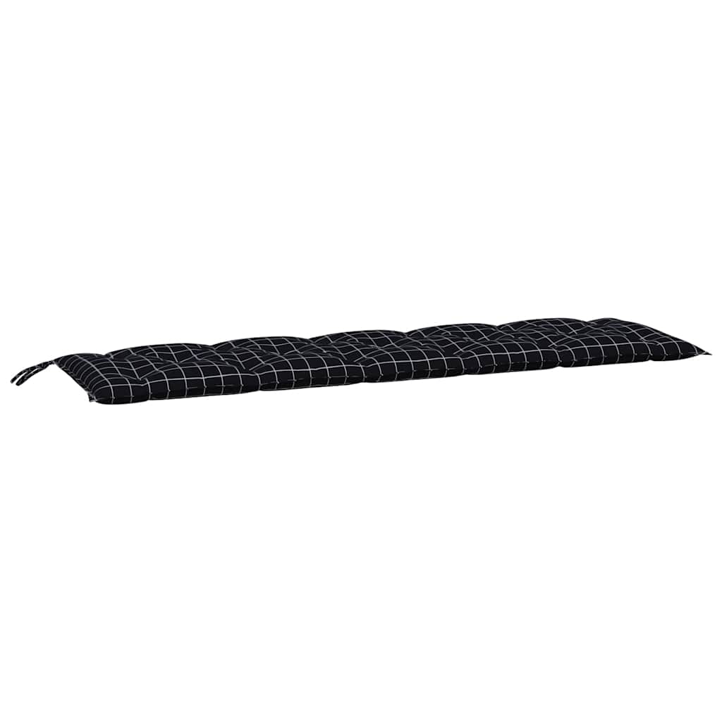 vidaXL Coussins de banc de jardin 2 pcs Noir à carreaux Tissu Oxford