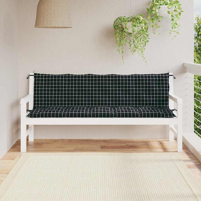 vidaXL Coussins de banc de jardin 2 pcs Noir à carreaux Tissu Oxford