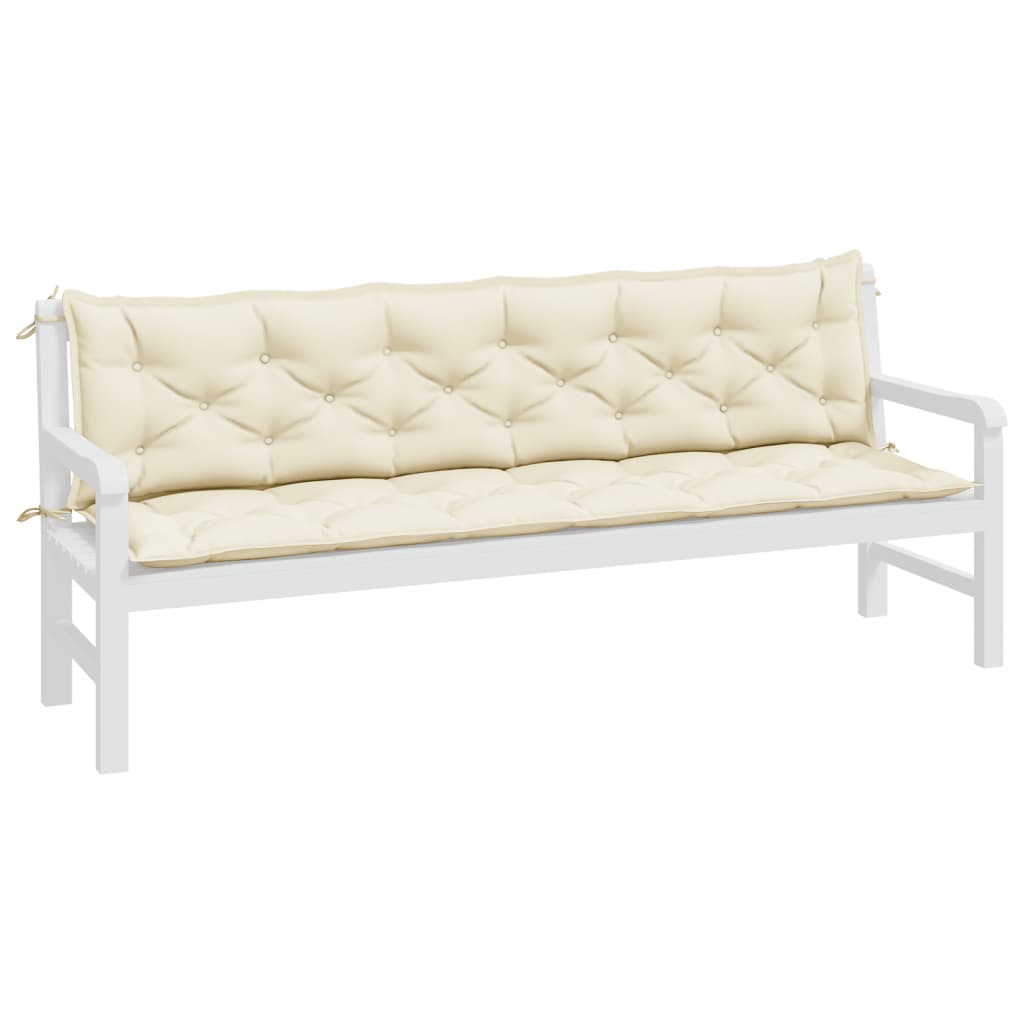 vidaXL Gartenbank-Auflagen 2 Stk. Cremeweiß 200x50x7 cm Oxford-Gewebe