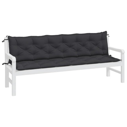 vidaXL Coussins de banc de jardin 2 pcs Noir 200x50x7 cm Tissu Oxford