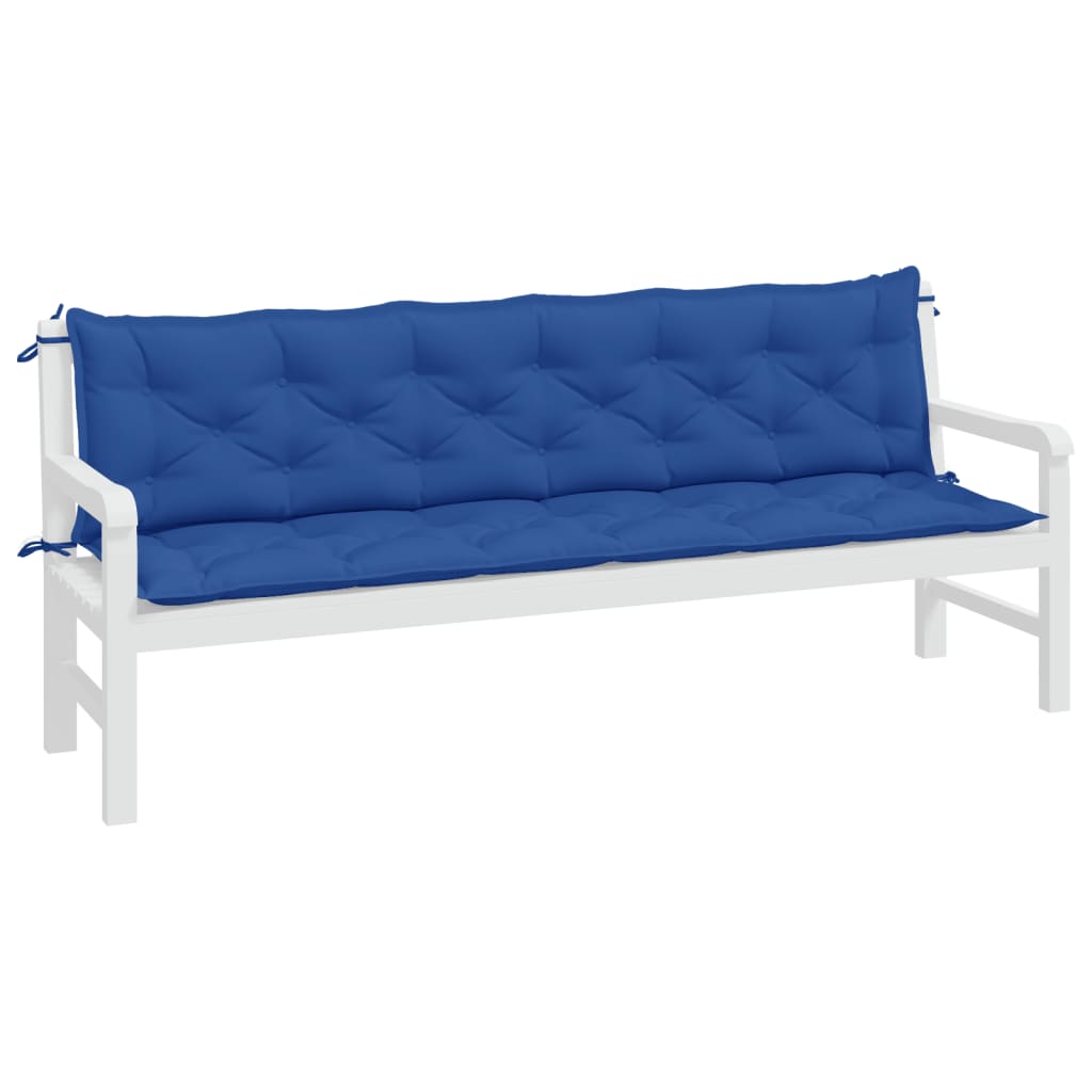 vidaXL Coussins de banc de jardin 2 pcs Bleu 200x50x7 cm Tissu Oxford