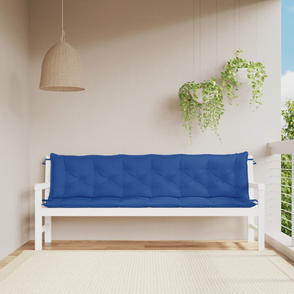vidaXL Coussins de banc de jardin 2 pcs Bleu 200x50x7 cm Tissu Oxford