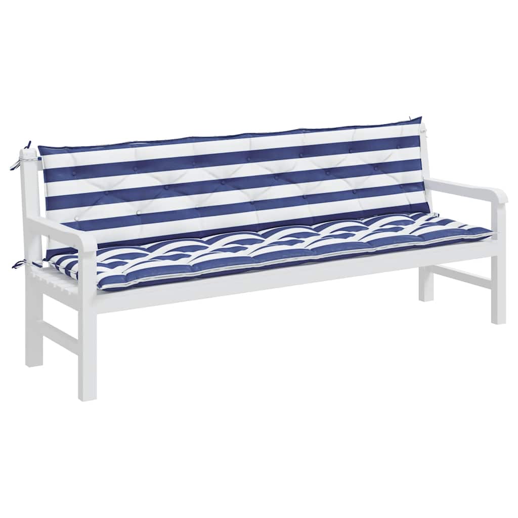 vidaXL Gartenbank-Auflagen 2 Stk. Blau&Weiß Gestreift 200x50x7cm Stoff