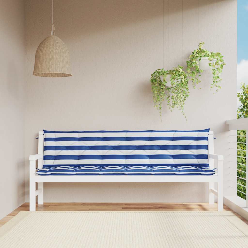 vidaXL Gartenbank-Auflagen 2 Stk. Blau&Weiß Gestreift 200x50x7cm Stoff