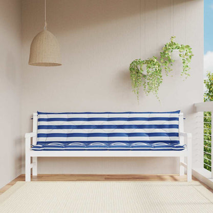 vidaXL Gartenbank-Auflagen 2 Stk. Blau&Weiß Gestreift 200x50x7cm Stoff
