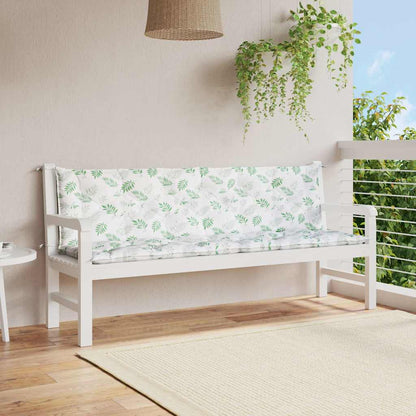 vidaXL Coussins de banc de jardin 2 pcs Motif feuille 200x50x7 cm Tissu
