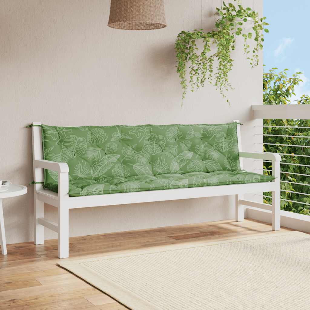 vidaXL Gartenbank-Auflagen 2 Stk. Blattmuster 200x50x7 cm Stoff