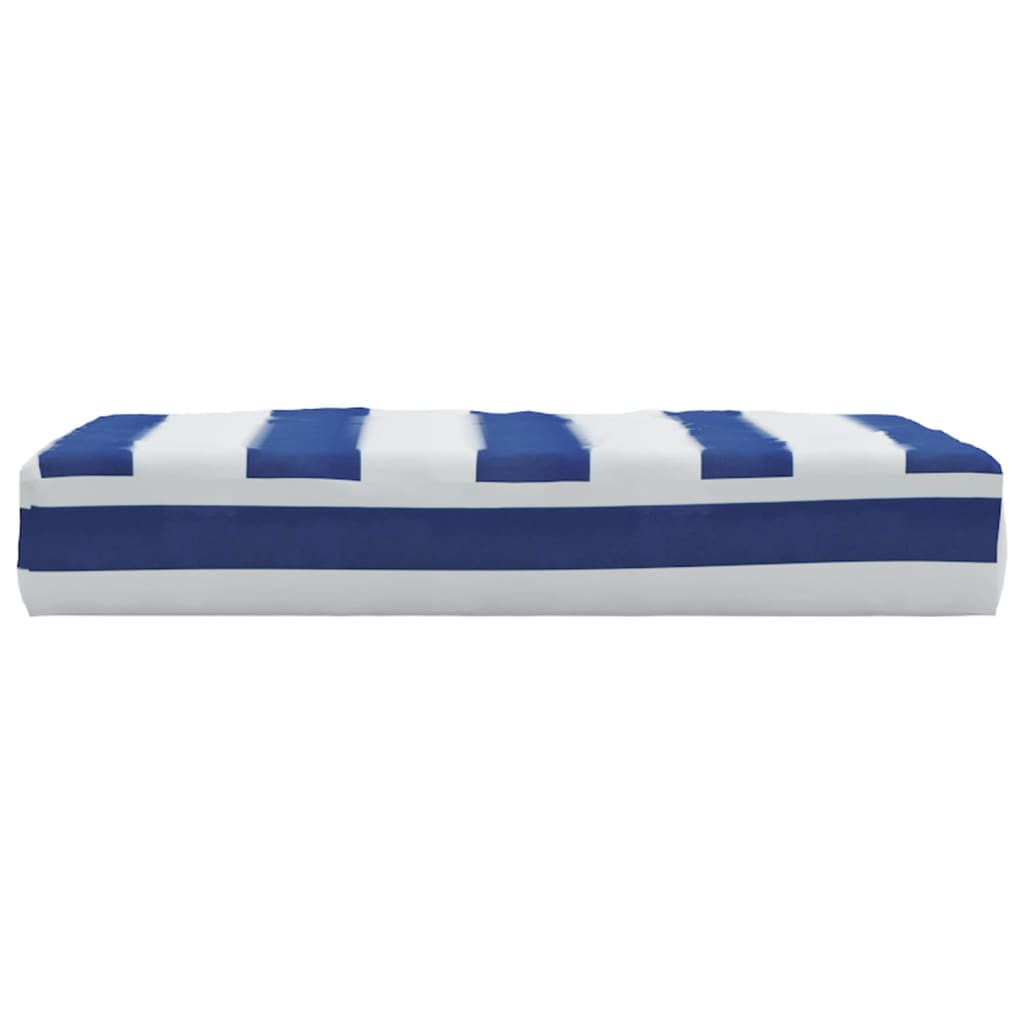 vidaXL Coussins de palette Bleu et blanc à rayures 60x60x8 cm Tissu Oxford