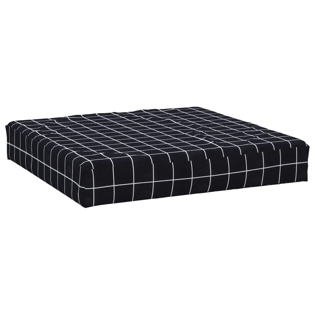 vidaXL Palettenkissen Schwarz Karomuster 60x60x8 cm Oxford-Gewebe