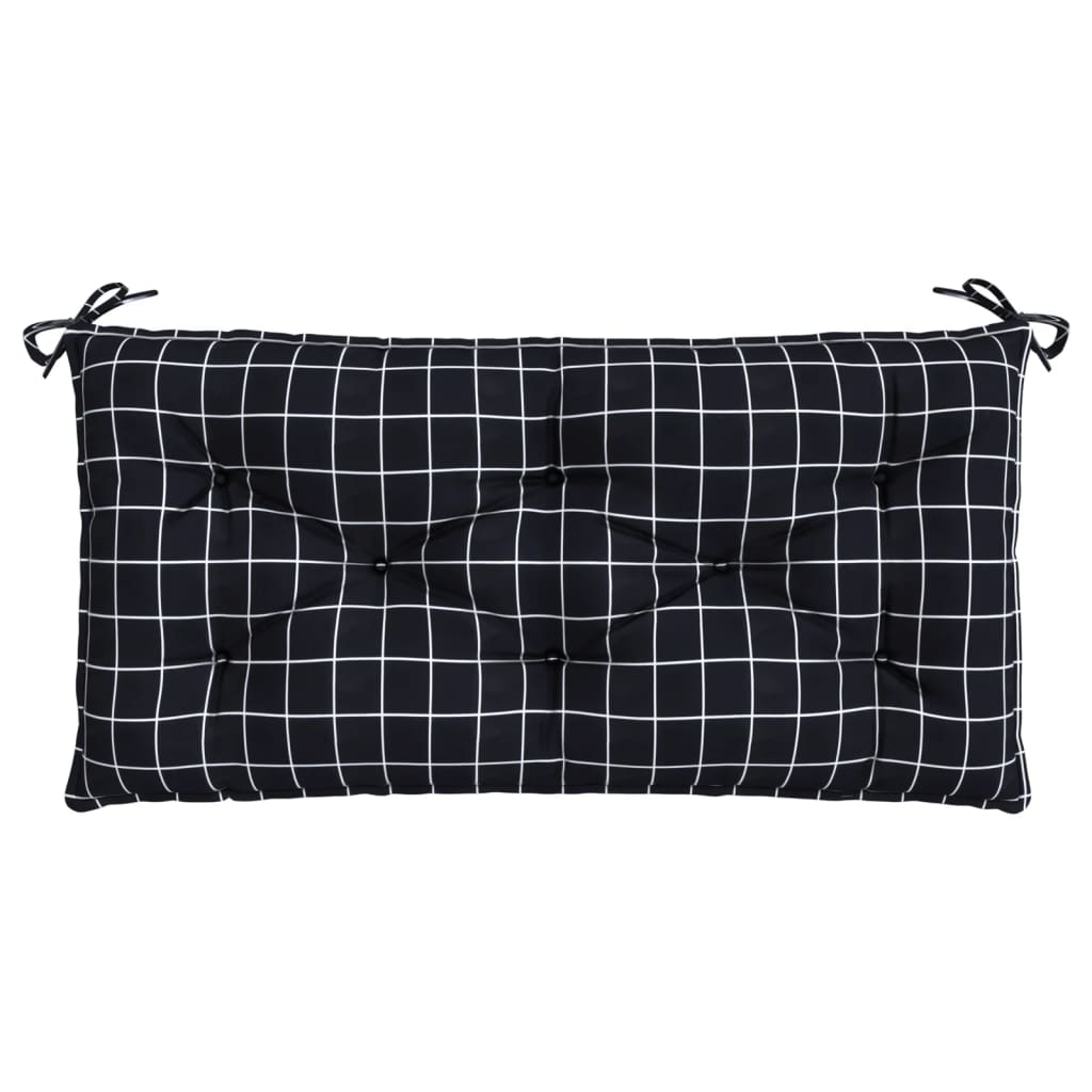 vidaXL Gartenbank-Auflage Schwarz Karomuster 110x50x7 cm Stoff