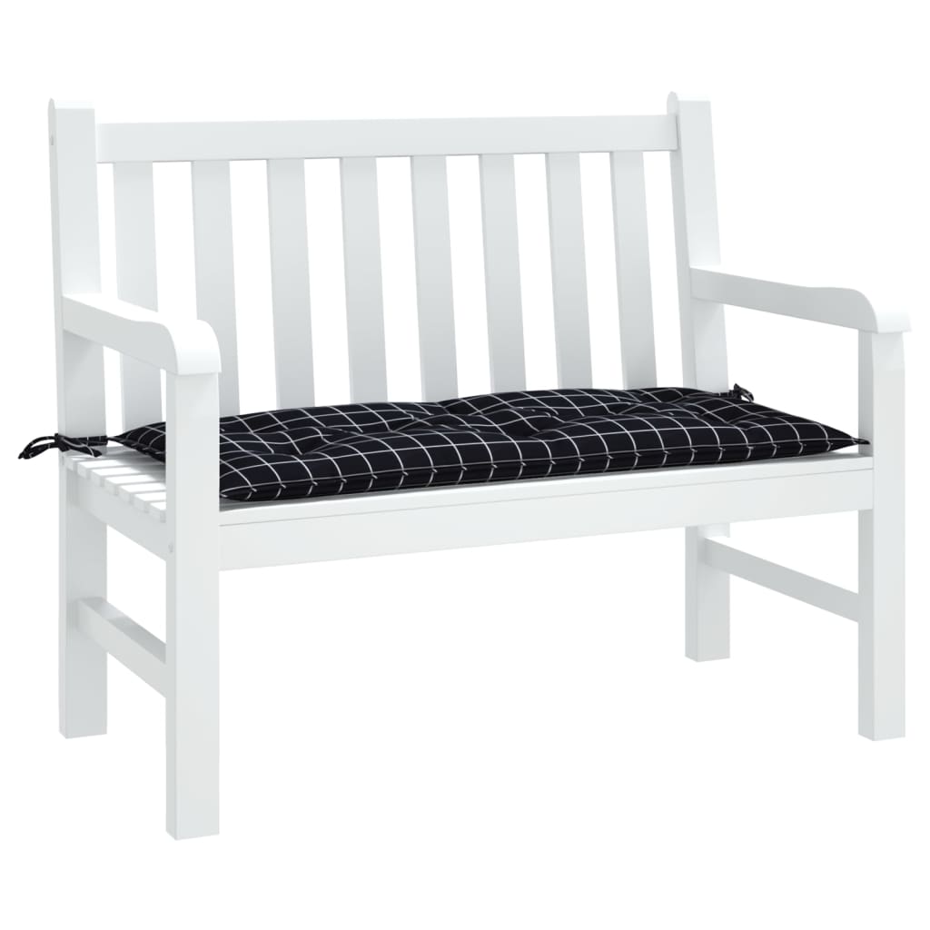 vidaXL Gartenbank-Auflage Schwarz Karomuster 110x50x7 cm Stoff