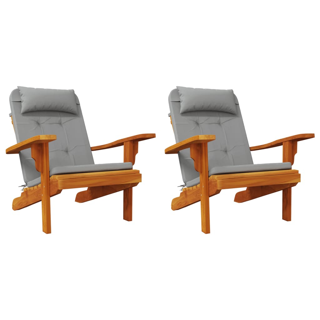 vidaXL Coussins de chaise Adirondack 2 pcs Tissu Oxford Gris