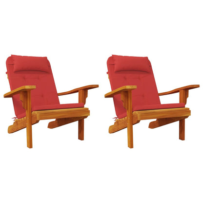 vidaXL Coussins de chaise Adirondack 2 pcs Rouge Tissu Oxford