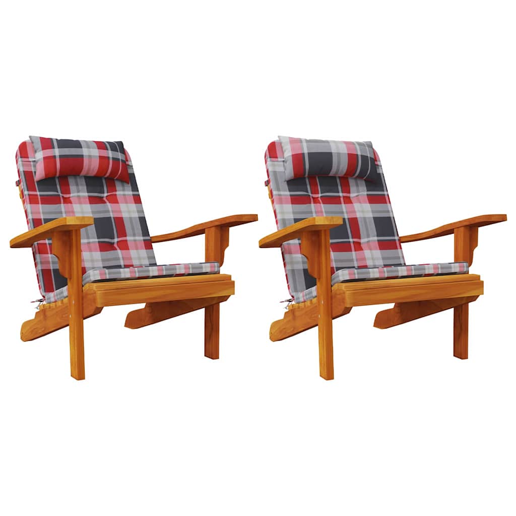 vidaXL Stuhlkissen 2 pcs Rotkariert 58 x 77 x 4,5 cm Oxford-Stoff
