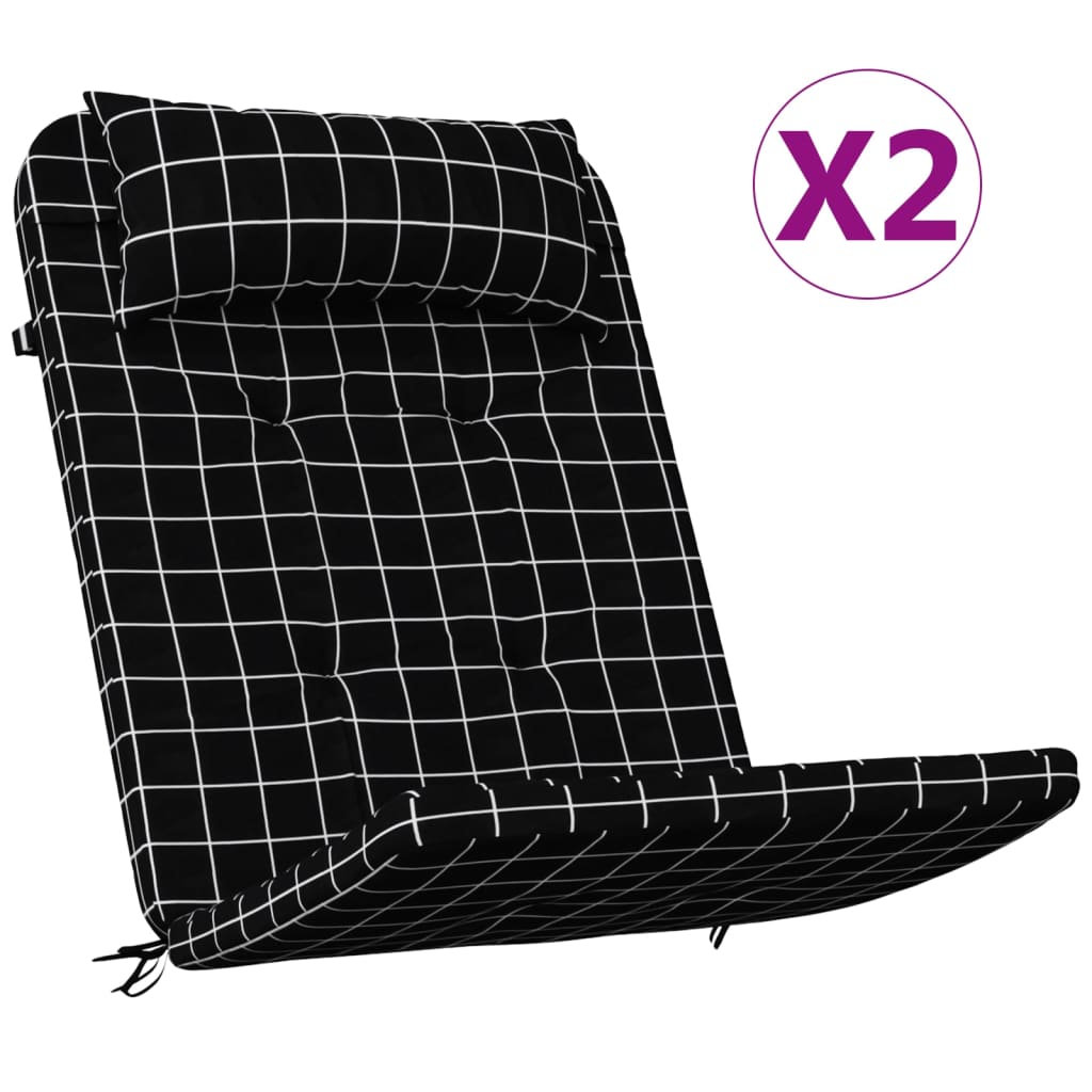 vidaXL Adirondack-Auflagen 2 Stk. Schwarz Karomuster Oxford-Gewebe