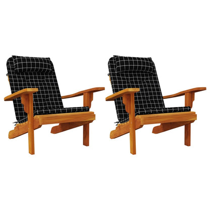 vidaXL Adirondack-Auflagen 2 Stk. Schwarz Karomuster Oxford-Gewebe