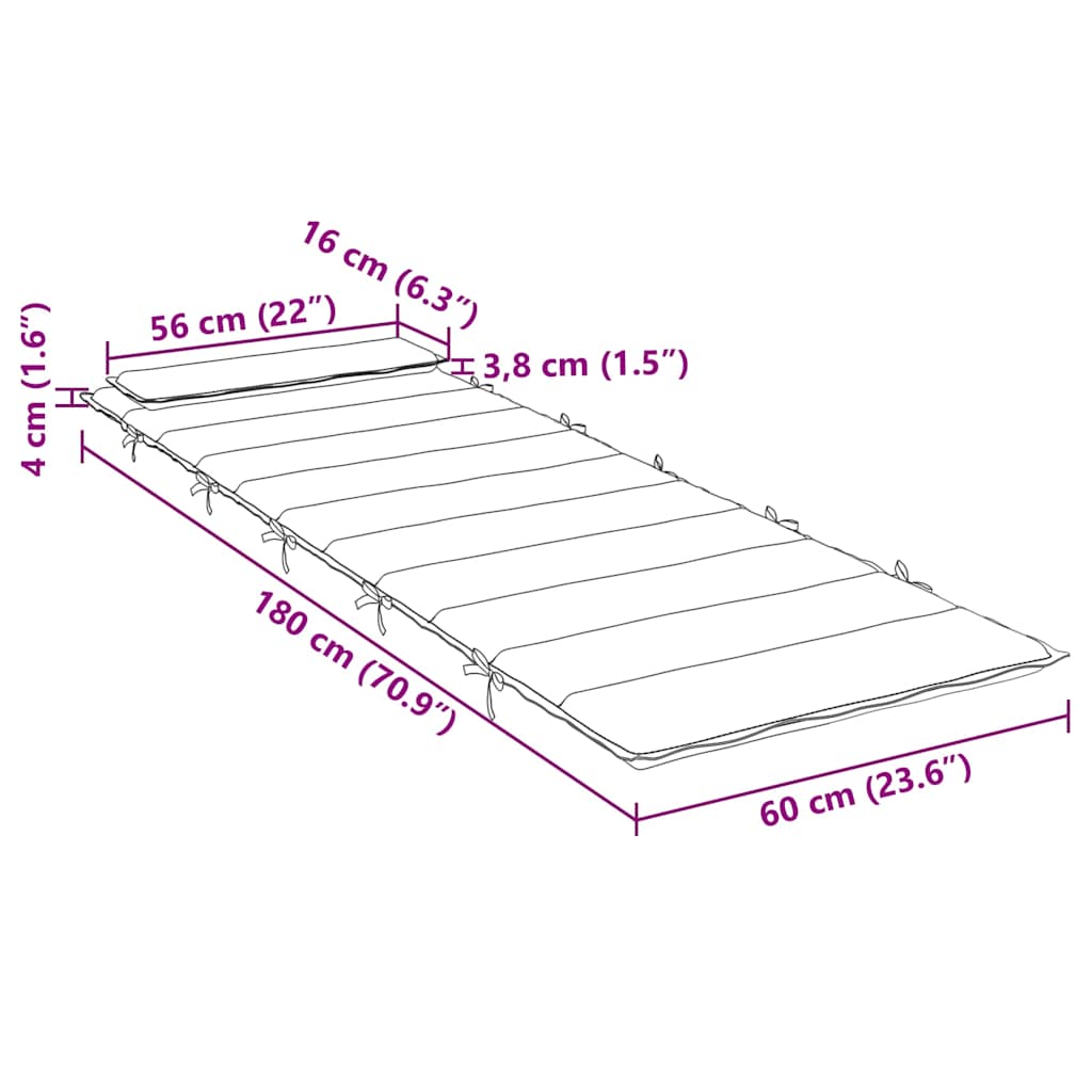 vidaXL Sonnenliegen-Auflage Rot 180x60x4 cm Oxford-Gewebe