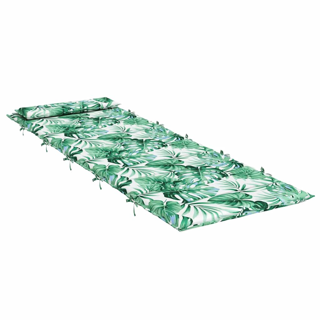vidaXL Sonnenliegen-Auflage Blattmuster 180x60x4 cm Oxford-Gewebe