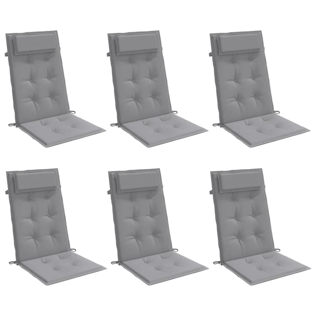 vidaXL Hochlehner-Auflagen 6 Stk. Grau Oxford-Gewebe