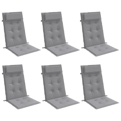vidaXL Hochlehner-Auflagen 6 Stk. Grau Oxford-Gewebe