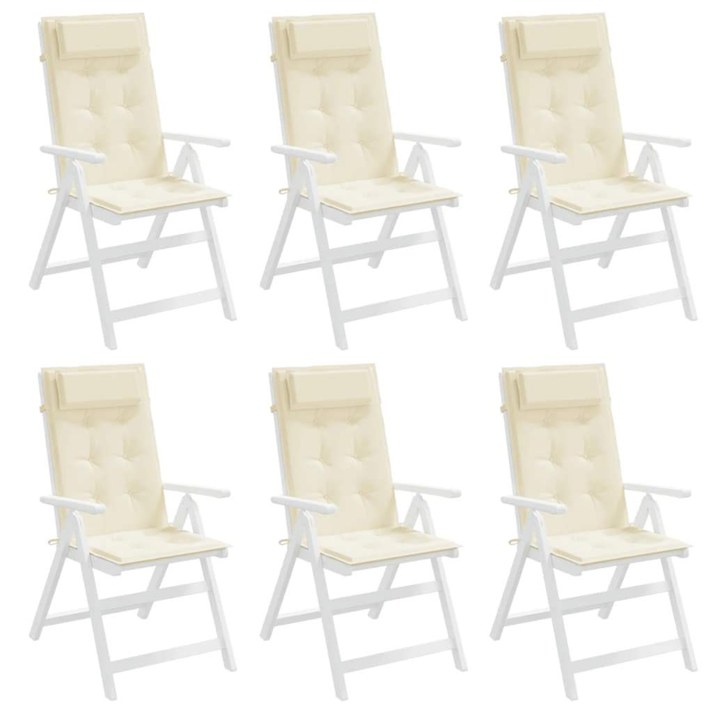 vidaXL Hochlehner-Auflagen 6 Stk. Creme Oxford-Gewebe