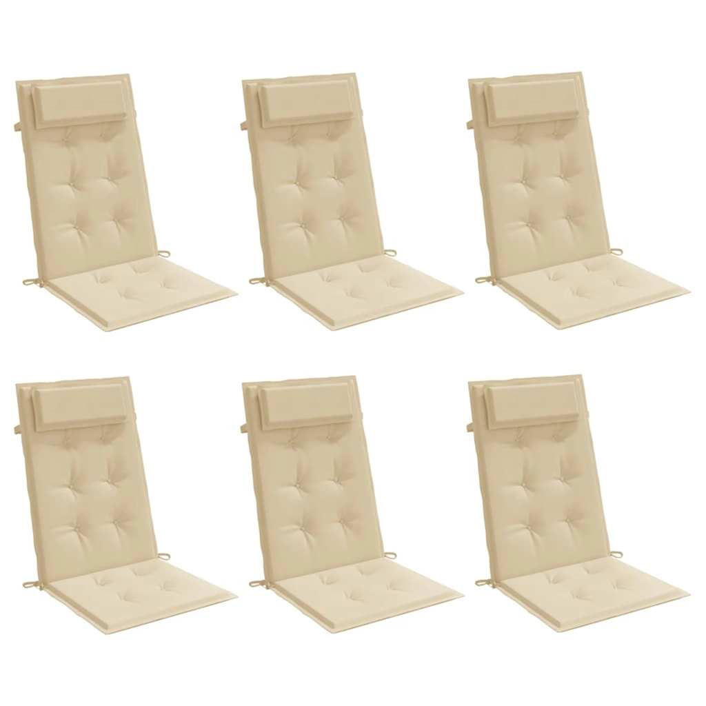 vidaXL Hochlehner-Auflagen 6 Stk. Beige Oxford-Gewebe