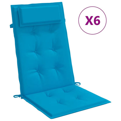 vidaXL Hochlehner-Auflagen 6 Stk. Hellblau Oxford-Gewebe