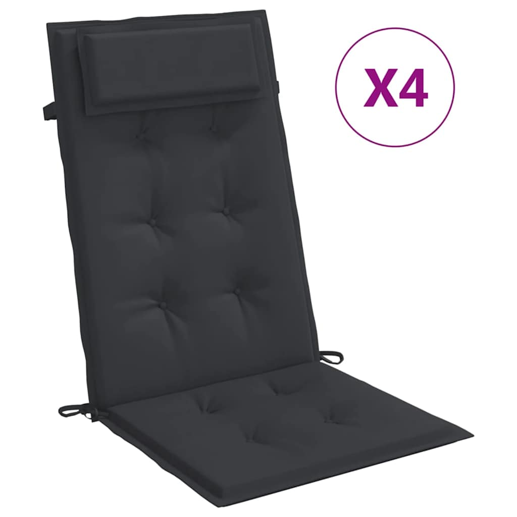 vidaXL Coussins de dossier haut 4 pcs Noir Tissu Oxford