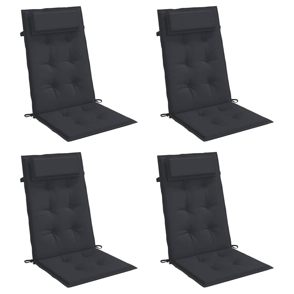vidaXL Coussins de dossier haut 4 pcs Noir Tissu Oxford