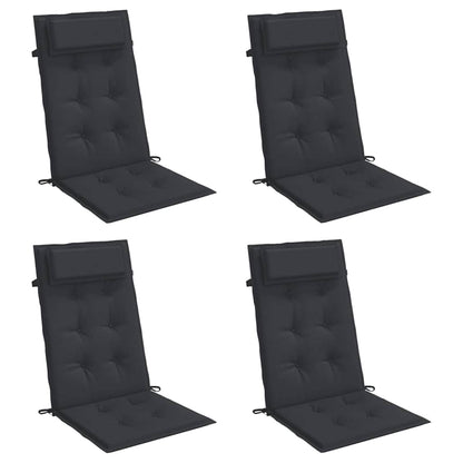 vidaXL Coussins de dossier haut 4 pcs Noir Tissu Oxford